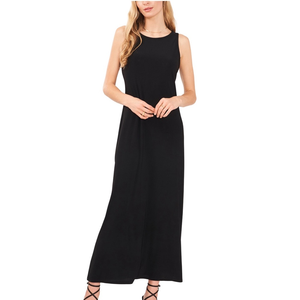 NWT Vince Camuto Long Black Knit Keyhole Dress Sz LG